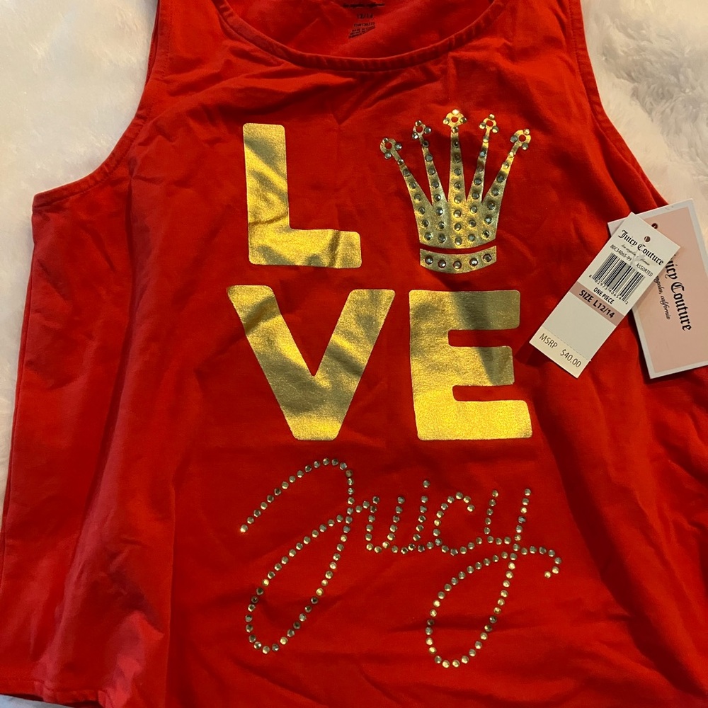 Juicy Couture Girl Tank Top in Red with Gold Accents